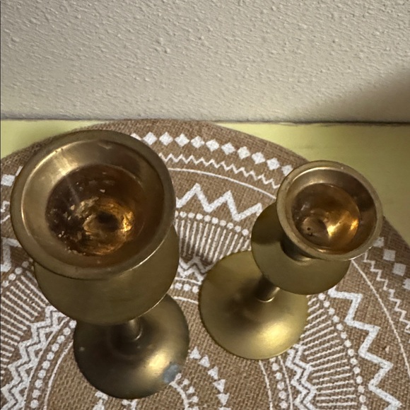 Set of 4 Brass Candlestick Holders made in India - Picture 7 of 7